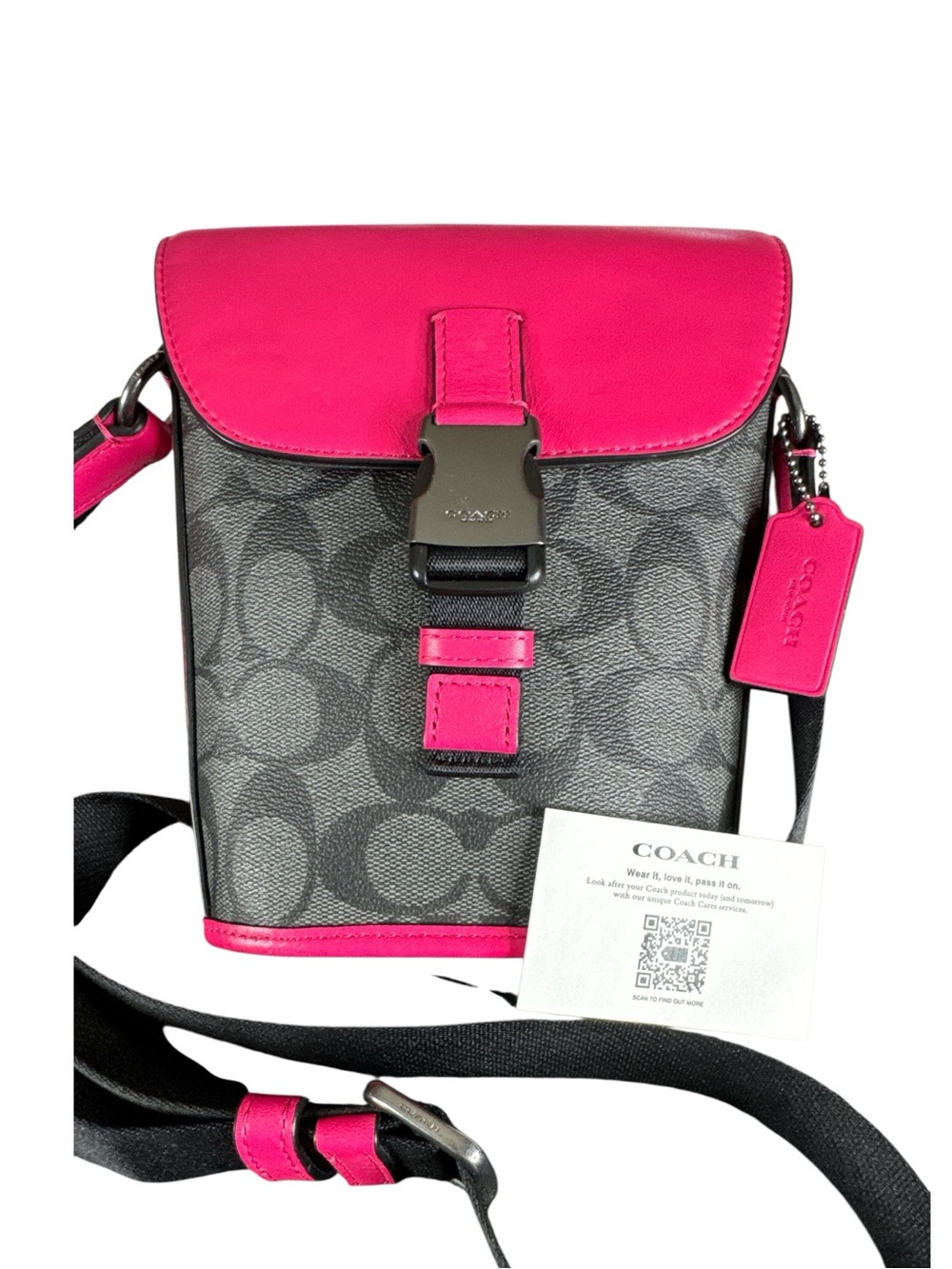 COACH Original Rose Black Signature Collection Track Small Crossbody - Picture 4 of 8